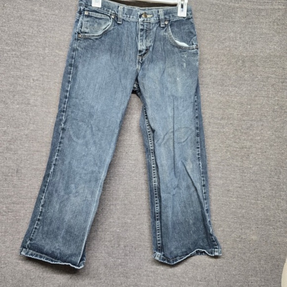 Wrangler Boys Husky Jeans Size 10 Husky Dark Wash Straight Leg 100% Cotton Denim